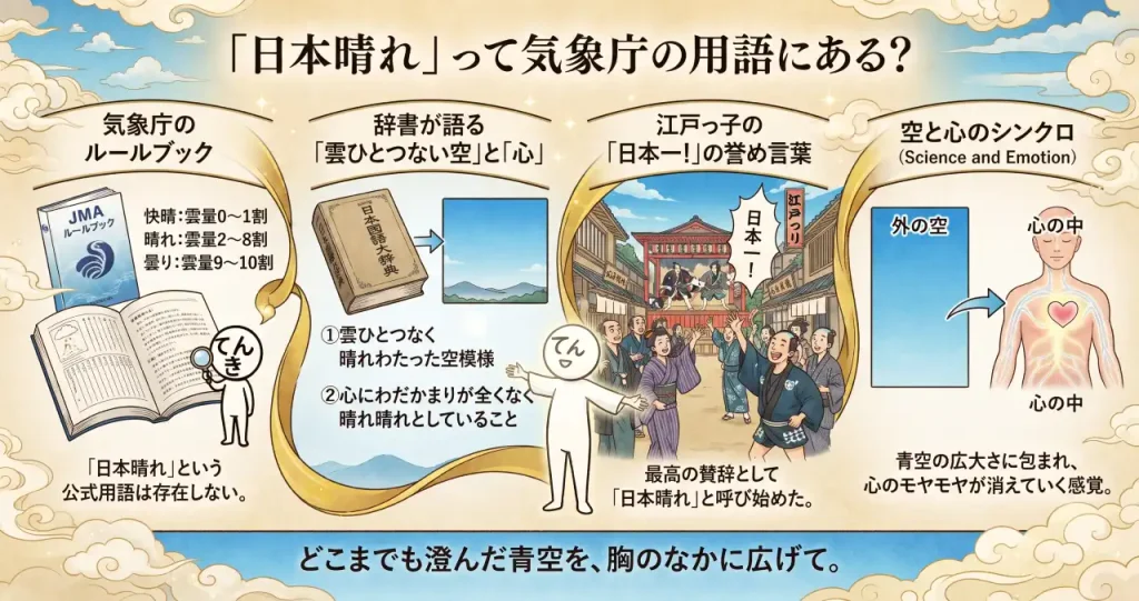 「日本晴れ」って気象庁の用語にある？辞書と歴史から見えてきた、江戸っ子の粋な晴れ姿のイメージ画像