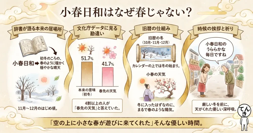 「小春日和」はなぜ春じゃない？辞書と暦をめくって見つかった、冬の入り口のあたたかな贈り物のイメージ画像