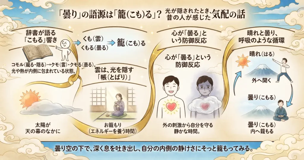 「曇り」の語源は「籠（こも）る」？光が隠されたとき、昔の人が感じた気配の話のイメージ画像