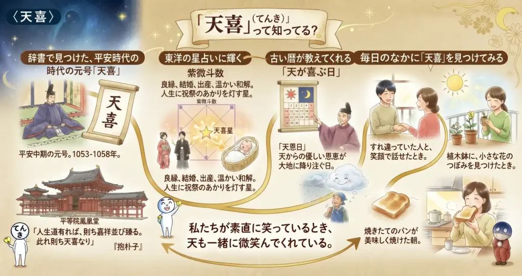 「天喜（てんき）」って知ってる？天がにっこり笑うおめでたい日と、星が運んでくる福の話のイメージ画像