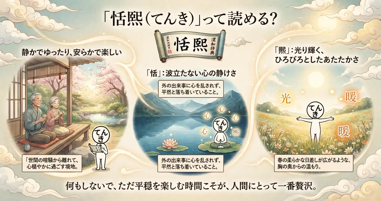「恬熙（てんき）」って読める？漢和辞典の奥で見つけた、がんばらない生き方の答えのイメージ画像