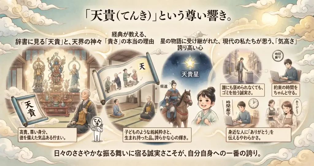 「天貴（てんき）」という尊い響き。仏教や古典が語る、本当の気高さと心のあり処のイメージ画像